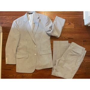 Joseph A Bank Matlock Summer seersucker pinstripe suit 42 R